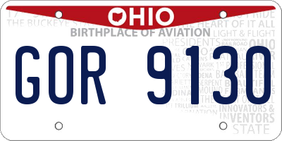OH license plate GOR9130