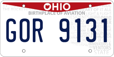OH license plate GOR9131