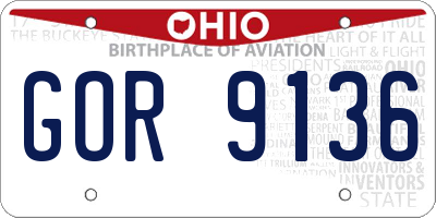 OH license plate GOR9136