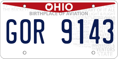 OH license plate GOR9143