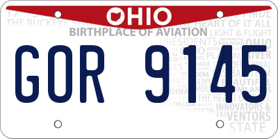 OH license plate GOR9145