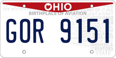 OH license plate GOR9151