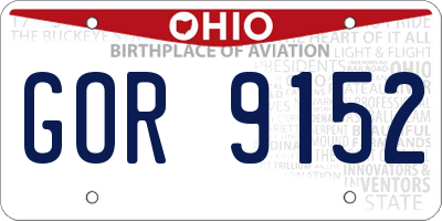OH license plate GOR9152