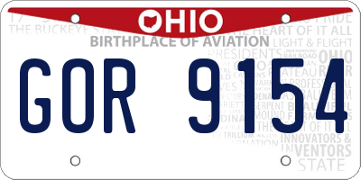 OH license plate GOR9154