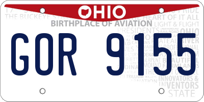 OH license plate GOR9155