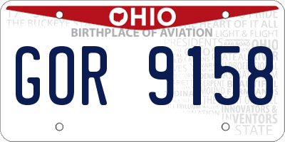 OH license plate GOR9158