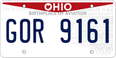 OH license plate GOR9161