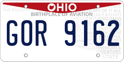 OH license plate GOR9162