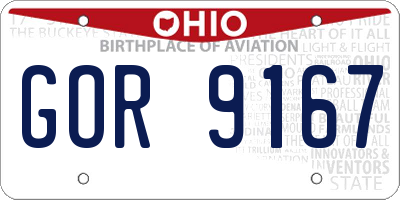 OH license plate GOR9167