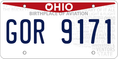 OH license plate GOR9171
