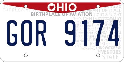 OH license plate GOR9174