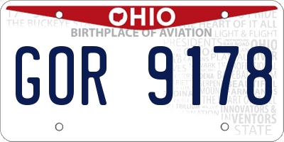 OH license plate GOR9178