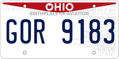 OH license plate GOR9183