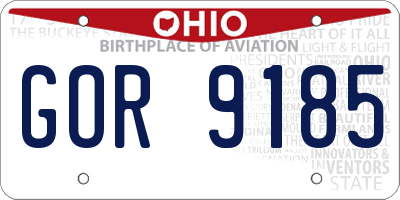 OH license plate GOR9185