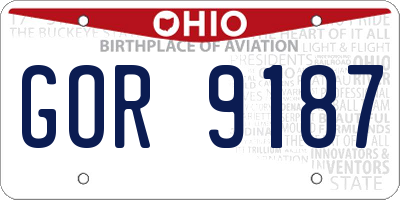 OH license plate GOR9187