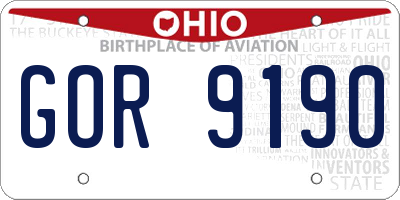 OH license plate GOR9190