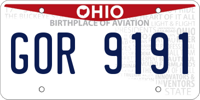 OH license plate GOR9191