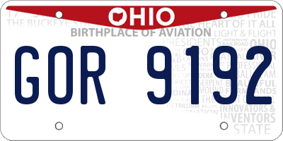 OH license plate GOR9192