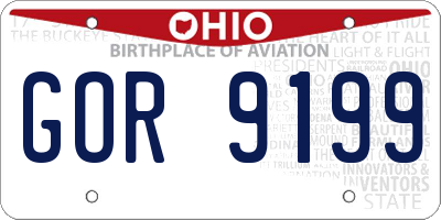 OH license plate GOR9199