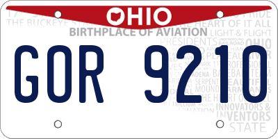 OH license plate GOR9210