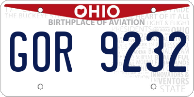 OH license plate GOR9232