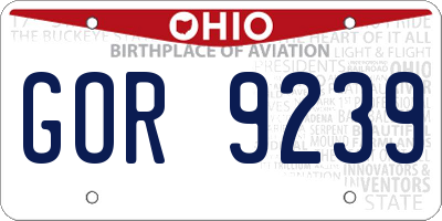 OH license plate GOR9239