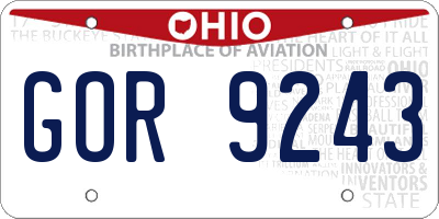 OH license plate GOR9243