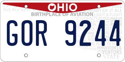 OH license plate GOR9244