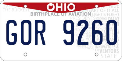 OH license plate GOR9260