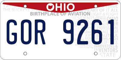 OH license plate GOR9261