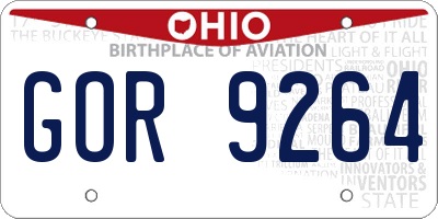 OH license plate GOR9264