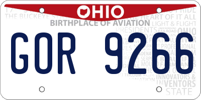 OH license plate GOR9266