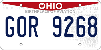 OH license plate GOR9268