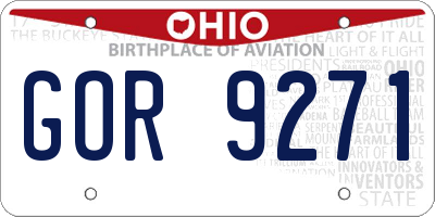 OH license plate GOR9271