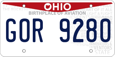 OH license plate GOR9280