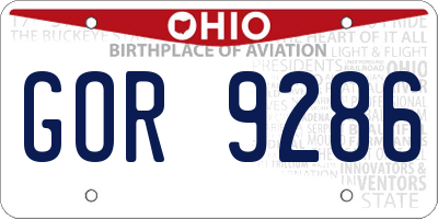 OH license plate GOR9286