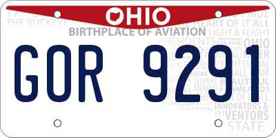 OH license plate GOR9291