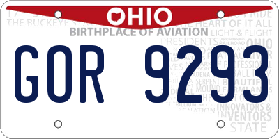 OH license plate GOR9293