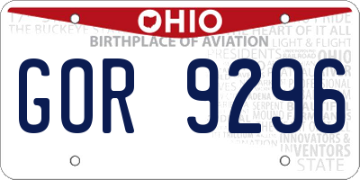 OH license plate GOR9296