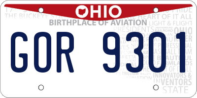 OH license plate GOR9301