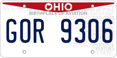 OH license plate GOR9306