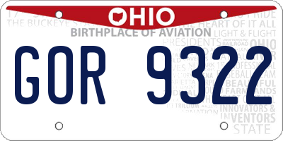 OH license plate GOR9322