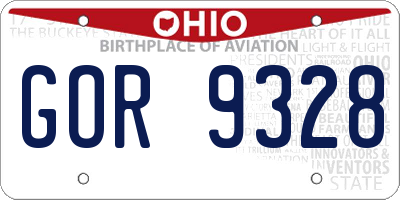 OH license plate GOR9328