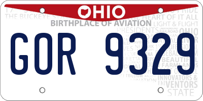 OH license plate GOR9329