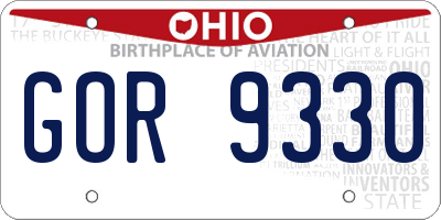 OH license plate GOR9330