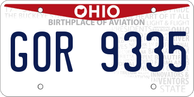 OH license plate GOR9335