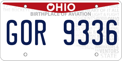 OH license plate GOR9336