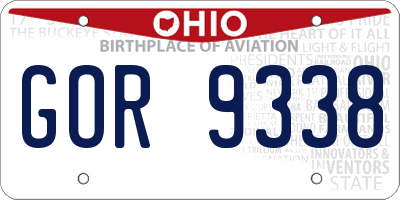 OH license plate GOR9338