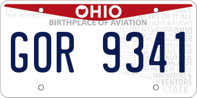 OH license plate GOR9341