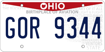 OH license plate GOR9344